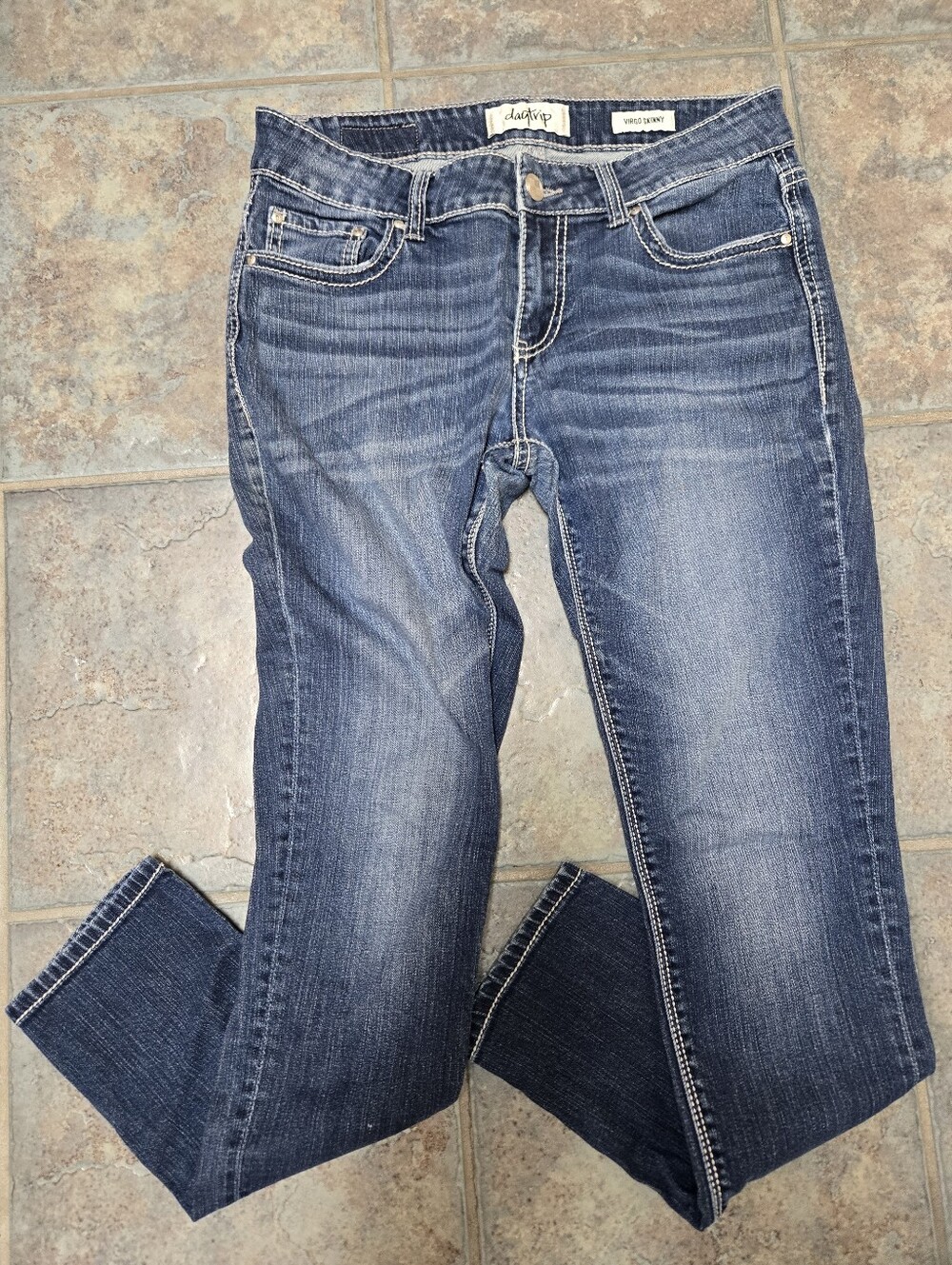 Daytrip Women's Dark Indigo Distressed Pocket Virgo Skinny Jeans